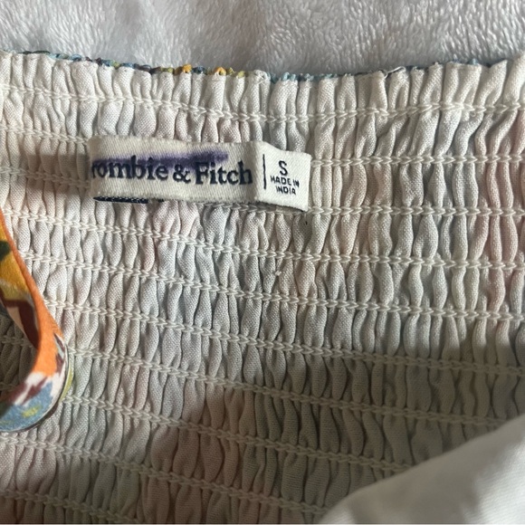 Abercrombie & Fitch Women’s Yellow Floral‎ Sleeveless Ruched Midi Dress Sz S - Picture 9 of 13